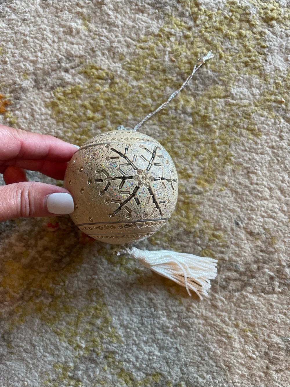 Silver Snowflake Tassel Christmas Tree Ornament decor winter